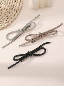 1件女士时尚优雅银黑色水晶蝴蝶结发夹，适合日常、节日、派对、婚礼、舞会等场合佩戴 - 彩色 - 查看 8
