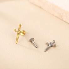 SWANJO 1 pieza Pendientes de botón con forma de titanio para mujer, con rosca interna para piercing de trago y hélix, joyería corporal - TC356 - Ver 7