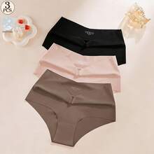 Aofeiqike 3 piezas Bragas de cintura alta talla grande para mujeres - Tanga sexy sin costuras, ropa interior triangular estilo dopamina cómoda, multicolor, sin costuras, suave, amigable con la piel, sexy, semi ajustada, deportiva, tanga invisible - Multicolor - Ver 16