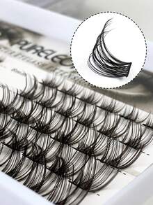 60片D型卷翘DIY假睫毛，自然卷翘，轻盈柔软，方便携带，新手友好，易于使用，可重复使用，8/10/12/14/16mm混合卷翘睫毛簇，睫毛簇，单根假睫毛，假睫毛 - D - 查看 6