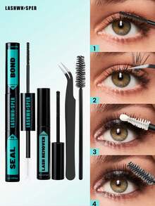 Waterproof Long-Lasting Eyelash Glue DIY Eyelash Extension Kit, Strong Fixing For Cluster & Individual Lashes, Non-Smudge & Non-Clumping, Suitable For Beginners - Multicolor - View 13