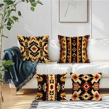 4pcs Bohemian Geometric Pattern Single-Sided Printed Throw Pillow Covers, Decorative Pillow Cases Suitable For Living Room Sofa Bedroom, Pillow Inserts Not Included - Multicolor - View 10