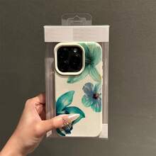 Phone - Teal Floral Combination Pattern Iphone16Promax Phone 16/16PLUS/15PROMAX/15PRO/15PLUS/15/14PROMAX/14PRO/14PLUS/14/13PROMAX/13PRO/13/12PROMAX/12PRO/12/11PROMAX/11PRO/11/X/XR/XSMAX Anti-Fall, Premium, Soft, New, Fashion Pastel Easter Soft Phone - 1pc - 查看 4