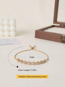 水滴形水晶手链，可拆卸式手链，独特设计，精致低调的奢华手链。 - 金色 - 查看 2