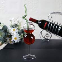 2个优雅葫芦形玻璃杯，ins风蜜饯葫芦高脚杯，葡萄杯 - 可重复使用，透明玻璃，适合盛装香槟、果汁和派对饮品，非常适合节日聚会和庆祝活动。 - 彩色 - 查看 3