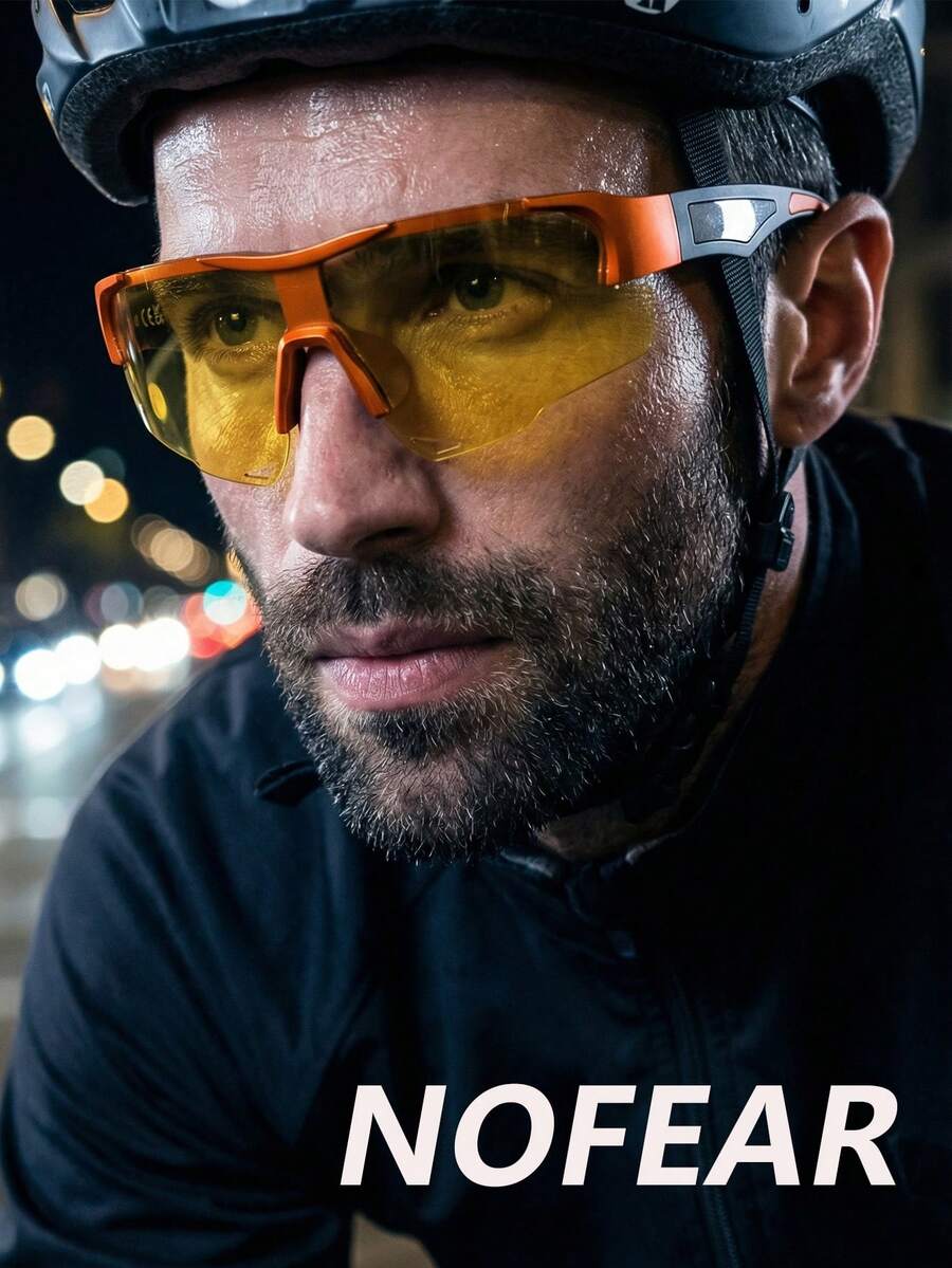 NOFEAR 时尚户外钓鱼运动眼镜，三合一可拆卸镜片组合套装，适用于晴天、阴天、夜晚，以及骑行、徒步、跑步、高尔夫、露营和其他户外活动。