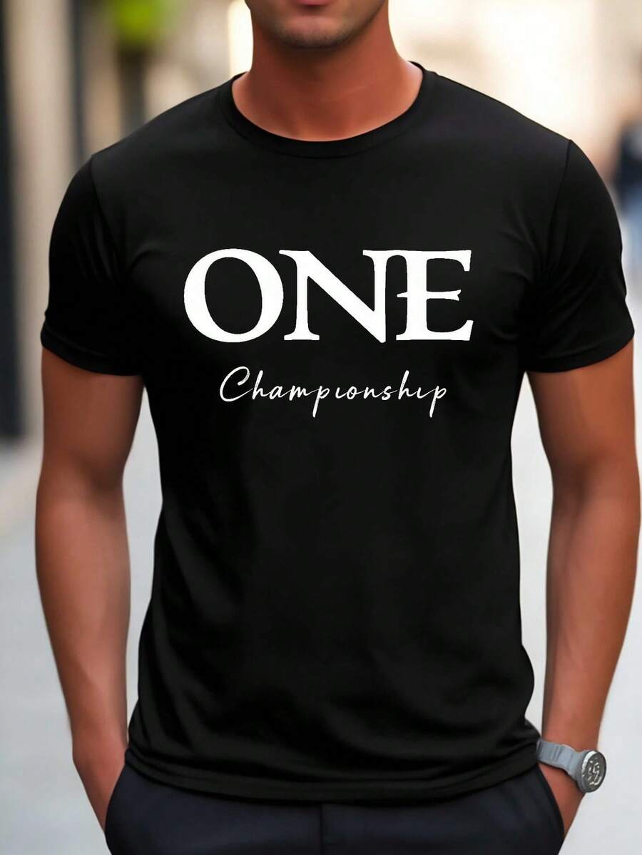 48 Mezcla de algodón. Camiseta de hombre. verano. Camiseta deportiva para hombre. Tejido de punto microelástico. Camiseta estampada. Corte regular. ropa microelástica. Camiseta estampada. estilo casual. camiseta de verano - Negro - Ver 1