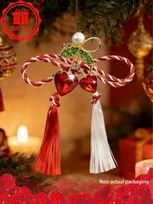 1pc Handmade Red & White Tassel Cherry Brooch, Comes With Gift Box, 2026 March 1st Holiday Style Accessory, Perfect For Holiday Gifts And Family Gatherings - Tassel Cherry Brooch - View 6