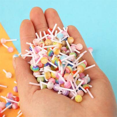 Mini Manicure Lollipop Simulation Color Candy Nail Stickers Miniature Toy Lollipop Phone Case Accessories