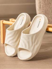 Women's Pixel Texture Sandals, Women's Platform Shower Slippers, Fashionable Household EVA - White - View 5