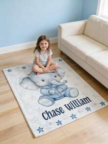 Personalized Elephant Baby Blanket, New Baby Boy Gift, Baby Shower Gift, Gift For Boy, Teddy Bear Nursery Blanket, Blue Toddler Blanket - Multicolor - View 3