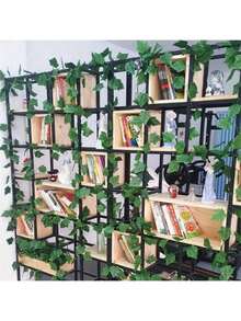 4/12 2.4米大叶人造常春藤藤蔓墙挂式花园垂直花环仿真植物叶子家居装饰塑料藤蔓，适用于婚礼、生日、派对、情人节、礼物、毕业典礼、日常家具装饰、花园藤蔓房间装饰 - 4Pcs - 查看 6