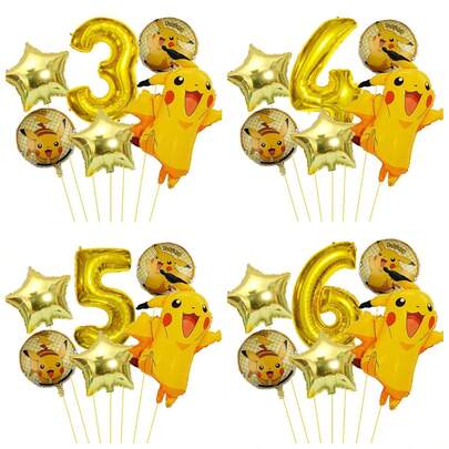 6个卡通铝箔气球套装，儿童生日派对装饰及派对用品