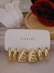 6件套时尚简约创意个性化C形奢华CCB耳环，欧美跨境新款 - 金色 - 查看 8