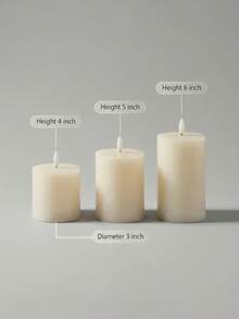 3pcs Rechargeable LED Candle Lights With Remote Control And Timer, Plastic Pillar Design, Suitable For Home Decor, Wedding, Table Centerpiece - White - View 7