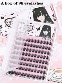 96pcs Natural Single Cluster Self-Adhesive False Eyelashes - Transparent Lash Stems. Realistic Cartoon-Style Lashes, Lightweight And Glue-Free, Dense, Curled And Lengthening. Self-Adhesive Design, Perfect For Bare-Faced Or Natural Makeup. Reusable, Suitable For Daily Life, Weddings, Dates, Parties, Music Festivals, And Various Occasions. - C - View 4