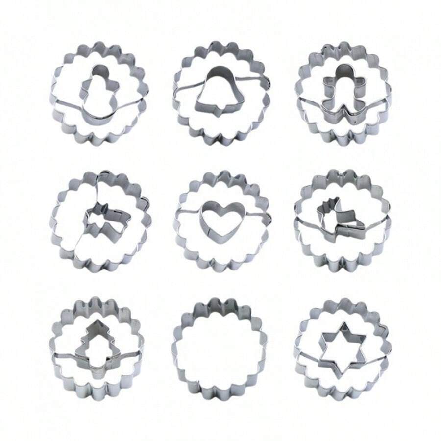 9 piezas Juego de cortadores de galletas de acero inoxidable para Pascua, kit de moldes para hornear fondant y galletas de caramelo blando, en stock - Acero inoxidable - Ver 1