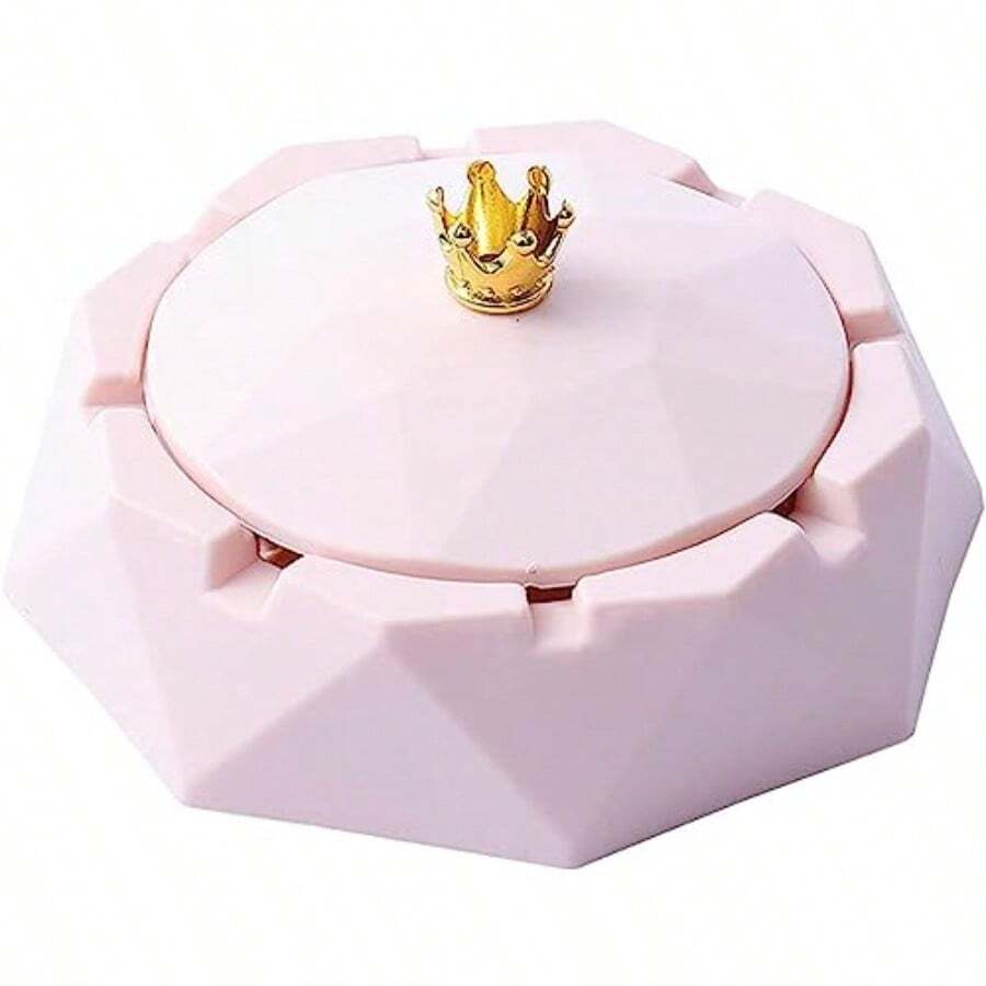 Pink Stainless Steel Modern Ashtray With Lid Windproof One Size Round 2.5 Inches - 如圖所示 - 查看 1