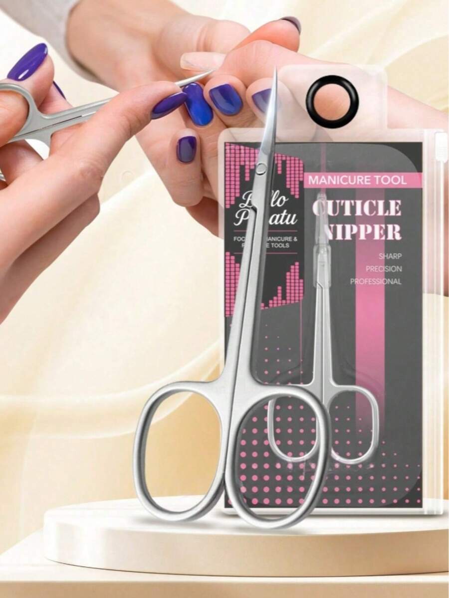 1把超细弧形角质层剪刀，多功能小型指甲护理工具，专业眉毛和睫毛修剪器 - 彩色 - 查看 1