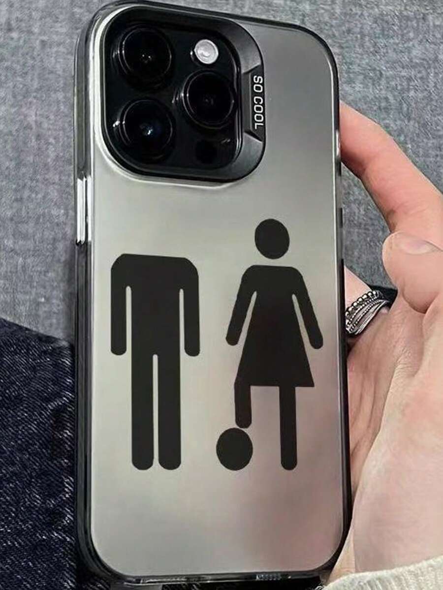 1 pieza Funda protectora de teléfono con gráfico 2D minimalista y elegante, con textura lujosa antideslizante, adecuada para Apple 17/16/15/14/13/12/11 Pro Max y Galaxy S23/S22/S21, A54/A53/A52/A34/A15, un regalo ideal para colegas, amigos, familia, parejas, cumpleaños, Año Nuevo, San Valentín, Ramadán, Pascua - Negro - Ver 1
