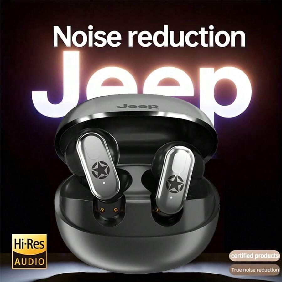 Jeep TWS 耳机 | 无线立体声入耳式降噪耳机，超长续航，USB 充电，触控操作，男女通用，最新款，笔记本电脑、手机和运动的理想之选