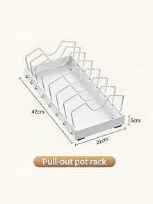 1PC Multi-Functional Pull-Out Kitchen Utensil Rack Is Suitable For Storing Pot Lids, Tableware, Cookware, Etc. Durable And Space-Saving, It Slides Out And Can Be Installed Inside Cabinets. Suitable For Home Kitchens, Restaurants, And Hotels. - Multicolor - View 4