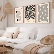 3pcs Set Decorative Art Canvas Painting, Abstract Geometric Ink Painting Art Poster, Modern Classic Style Suitable For Home Decor, Room, Bedroom, Living Room, Bathroom Wall Decor, Optional Framed Wall Art - Multicolor - View 5