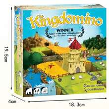 Kingdomino 是一款适合 14 岁及以上玩家的策略棋盘游戏，具有互动式游戏玩法、色彩缤纷的城堡积木和多语言说明书，是家庭聚会、节日礼物、团体娱乐、社交游戏、引人入胜的设计和耐用积木的完美选择。 - 彩色 - 查看 12