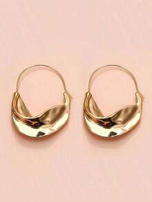Valentine'sdayMinimalist Hoop Earrings - Silver - View 1