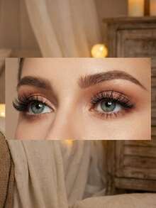 False Eyelashes Transparent Band Cat Eye Short Soft 3D Faux Mink Hair Natural Makeup Look (F36) - 黑色 - 查看 6