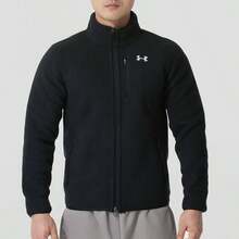 Under Armour 男士抓绒外套 APAC M BF Jkt，黑色立领保暖宽松羊羔绒外套 1389308-001 - 黑色 - 查看 1