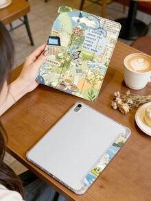 1 件装拼布图案彩绘平板电脑保护套，兼容 Mini4/Mini5/Mini6/Mini7/Air/Air2/9.7/10.2/10.5/Air4/Air5/10.9/Pro 11 英寸/第十代/Air 11 英寸 (M2)-2024/Pro 11 英寸 (M4)-2024/Air 11 英寸 (M3) 2025/(A16) 11 英寸第十一代 2025，Galaxy Tab A8 10.5 英寸 2022。产品特点：不含触控笔，内置触控笔插槽，三折支架，TPU 软边保护，磁吸式睡眠/唤醒功能，清新/优雅/文艺/可爱/趣味/治愈/个性化设计，带触控笔插槽的三折平板电脑保护套 - 彩色 - 查看 4