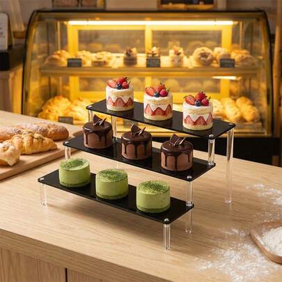 1个透明亚克力展示架，适用于香水、化妆品、纸杯蛋糕和甜点，亚克力甜点桌展示架，蛋糕杯架，零食架，长梯形展示架，适用于婚礼派对甜点，亚克力梯形展示架，斋月礼物，音乐节/婚礼季礼物