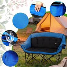 Double Camping Chair - Heated Loveseat Chair For 2 Person Heavy Duty Portable Padded Camping Couch Portable Folding Chairs For Adults Outdoor Sports Lawn - 彩色 - 查看 7