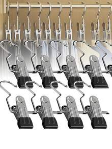 Space-Saving Clothes Clips Simple Stainless Steel Clothespin Hangers With Hook Back To School Must Haves Laundry Pegs With Hooks (Coat) Hanger Interior Portable Hanging Clothes Clip Wardrobe Storage Racks Clothes Hangers Mother's Day - Multicolor - View 2