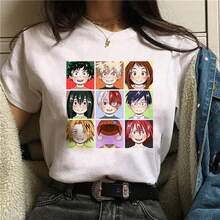 Manga Cute  Anime T Shirt Women Boku No Hero Academia T-Shirt Bakugou Himiko Toga Tees Anime Deku Tshirt - white32877 - 查看 1