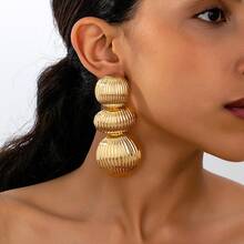 European And American Retro Fashion Versatile Triple Golden Hemisphere Earrings, Niche Design Women's  Earrings - en-2-e003 - 查看 2