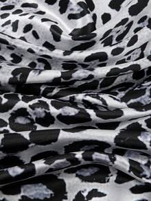 1 pieza Pañuelo cuadrado de mujer de 90x90cm con estampado geométrico de satén de lujo estilo palacio, adecuado para uso diario - estampado de leopardo - Ver 4
