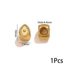 1 件不锈钢金色椭圆形圆形心形花朵大孔珠隔珠，适用于手链、项链、金属发饰等饰品制作。 - 金黃色 - 查看 9