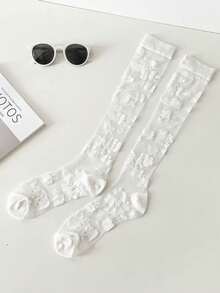 1 Pair Women's Casual Versatile Fashion Socks, Spring/Summer - White - View 3