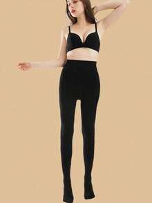 1/2pcs Women's Opaque Thermal Lined Elastic Tight Leggings, Fashionable Thick Stirrup Tights For Autumn/Winter - Multicolor - View 6