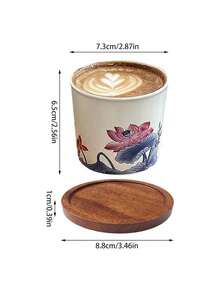 1 pieza (Taza + Platillo) Taza de café de cerámica con patrón de loto, taza de té roja para el hogar y la sala de estar, taza de café con leche - Multicolor - Ver 13
