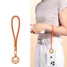 360° Rotatable Phone Lanyard With Cat Lock, Adjustable Anti-Lost Soft Phone Wris - Orange - View 1