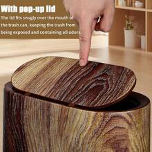 Senmeo 3.7 Gallon Dual Compartment Trash Can - Odor Resistant Lid Press To Open, Plastic With Handle Easy Clean For Bathroom Kitchen - 1 cái - Vân gỗ - Xem 6