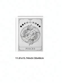 1 Stück rahmenloses Fische Sternzeichen Tarot Kunstdruck, Illustration der Zwei Fische Konstellation mit Sternenhimmel, Schwarz-Weiß Himmelskörper Poster für Schlafzimmer, Wohnheim, Wohnzimmer Dekoration, Rückkehr zur Schule, ausgefallene Poster, einzigartiges Geschenk - rahmenlos - Übersicht 14