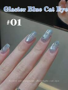 10毫升春夏新款超闪亮冰晶透明冰川蓝水晶石玻璃珠猫眼凝胶指甲油水晶透明蓝紫色凝胶美白多功能美甲用品蓝色美甲 - 彩色 - 查看 16