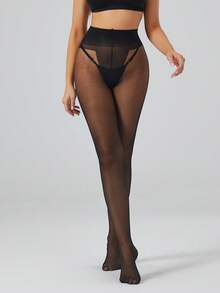 4双装女士20D黑色性感连裤袜，时尚简约连裤袜，纯色透明 - 彩色 - 查看 8