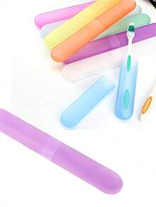 5pcs/Set Random Color Toothbrush Case Travel Portable Set, Candy Color Matte Felt Toothbrush Head Protective Cover, Dustproof Dental Tool Storage Box - Multicolor - View 4