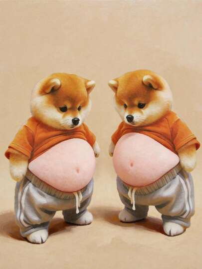 2pcs Anti-Collision Dog Truck Silicone Stickers, 3D Shiba Inu Big Belly Sticker, New Creative Pet Belly Relief Sticker, Anti-Collision,Super Soft Silicone Anti-Collision Sticker, Suitable For Laptops, Phone Decoration Sticker, Cars, Refrigerators, Water Bottles, Door Anti-Collision.