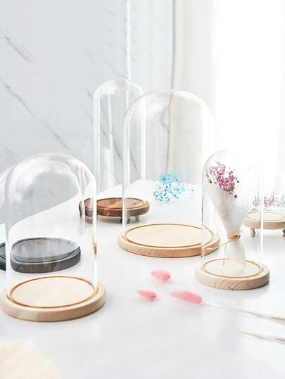 1pc Glass Display Case, Dust Cover For Preserved Flowers, Transparent Desktop Decor, Suitable For Displaying And Storing Teenage Action Figures, Blind Boxes, Great Birthday Gift For Toy & Collectible Enthusiasts